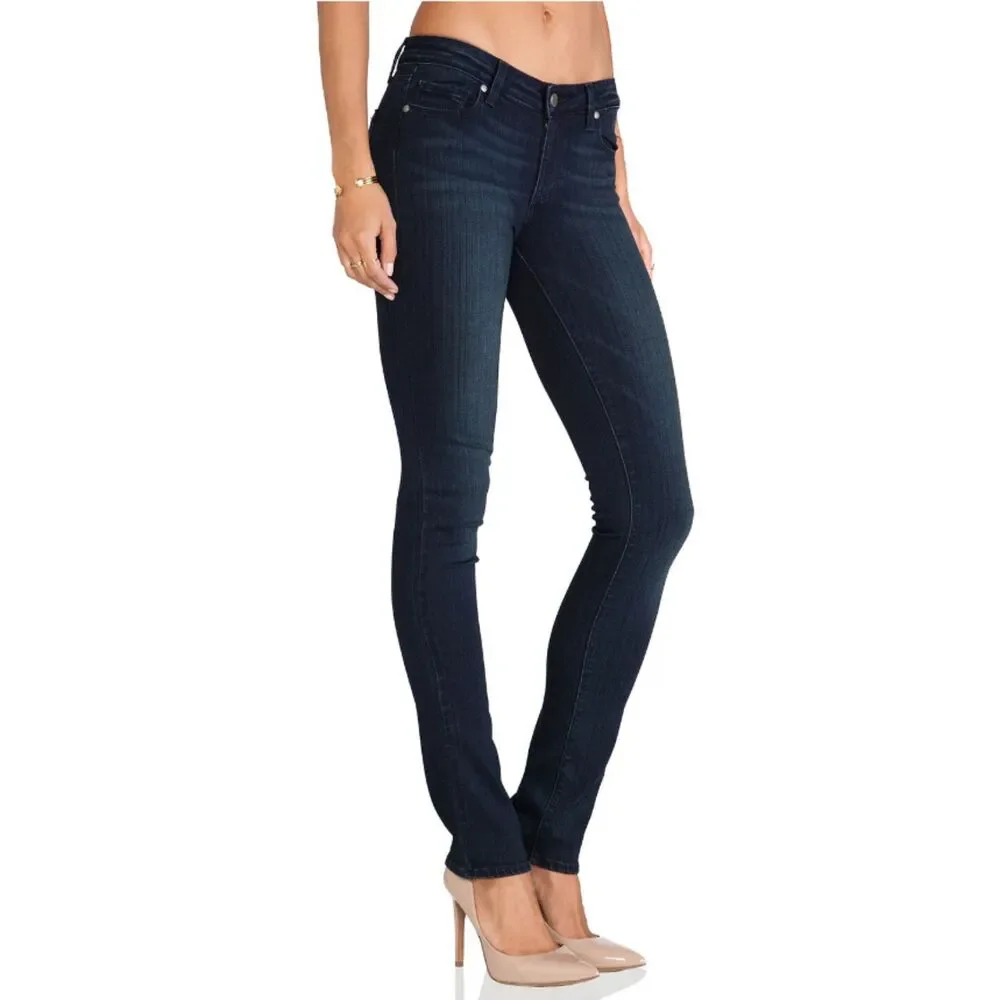 Paige Skyline Straight Midlake Dark Wash Slim Fit Zip Closure Everyday Jeans 30